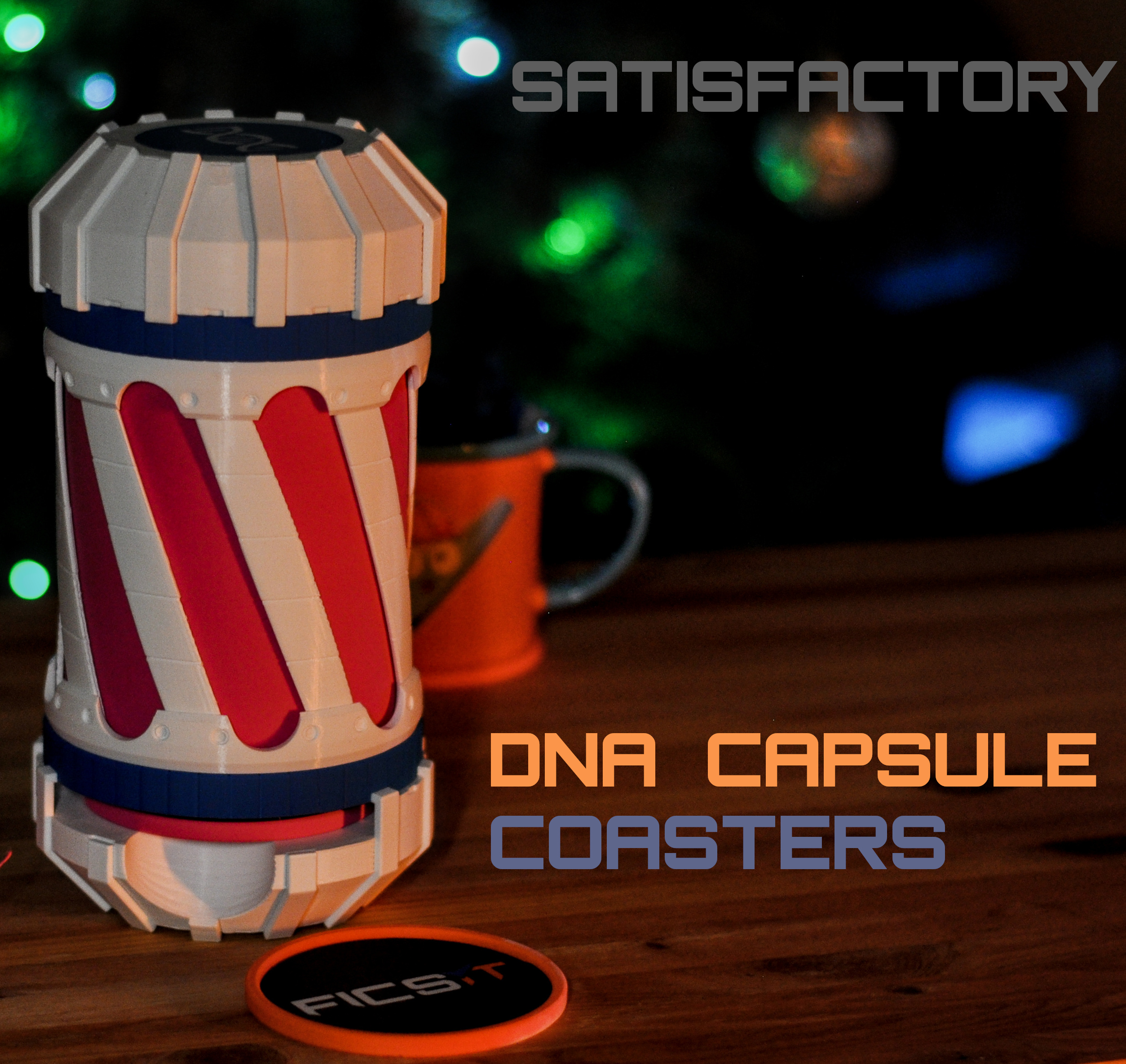 Satisfactory DNA Capsule Coasters & Dispenser