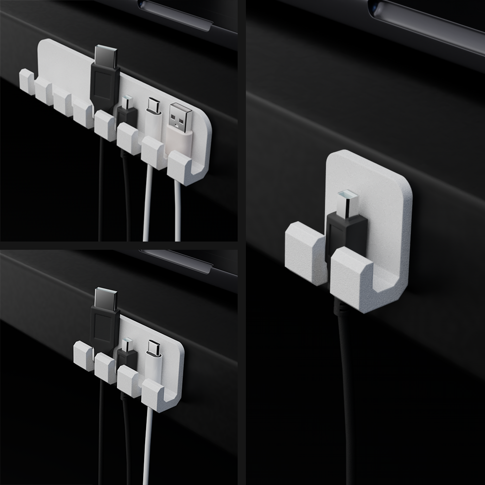 Desk Cable Organizer Set – Single, 3x & 7x Slot