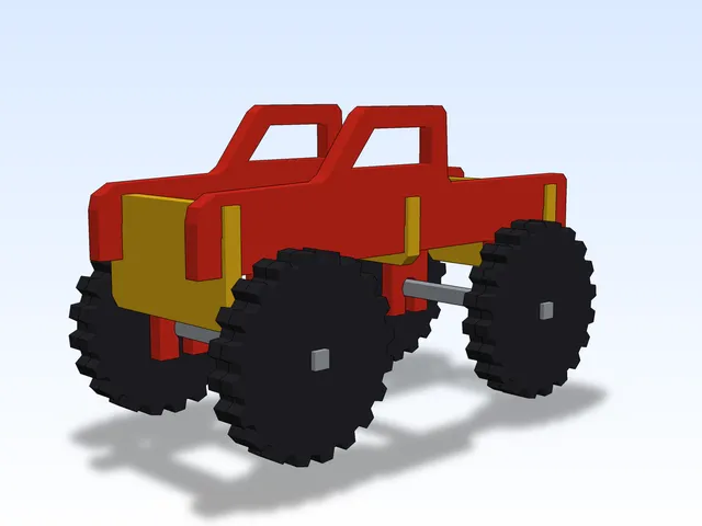 Kit Card Monster Truck - Snap-Fit Toy, Rolling Wheels, No Supports