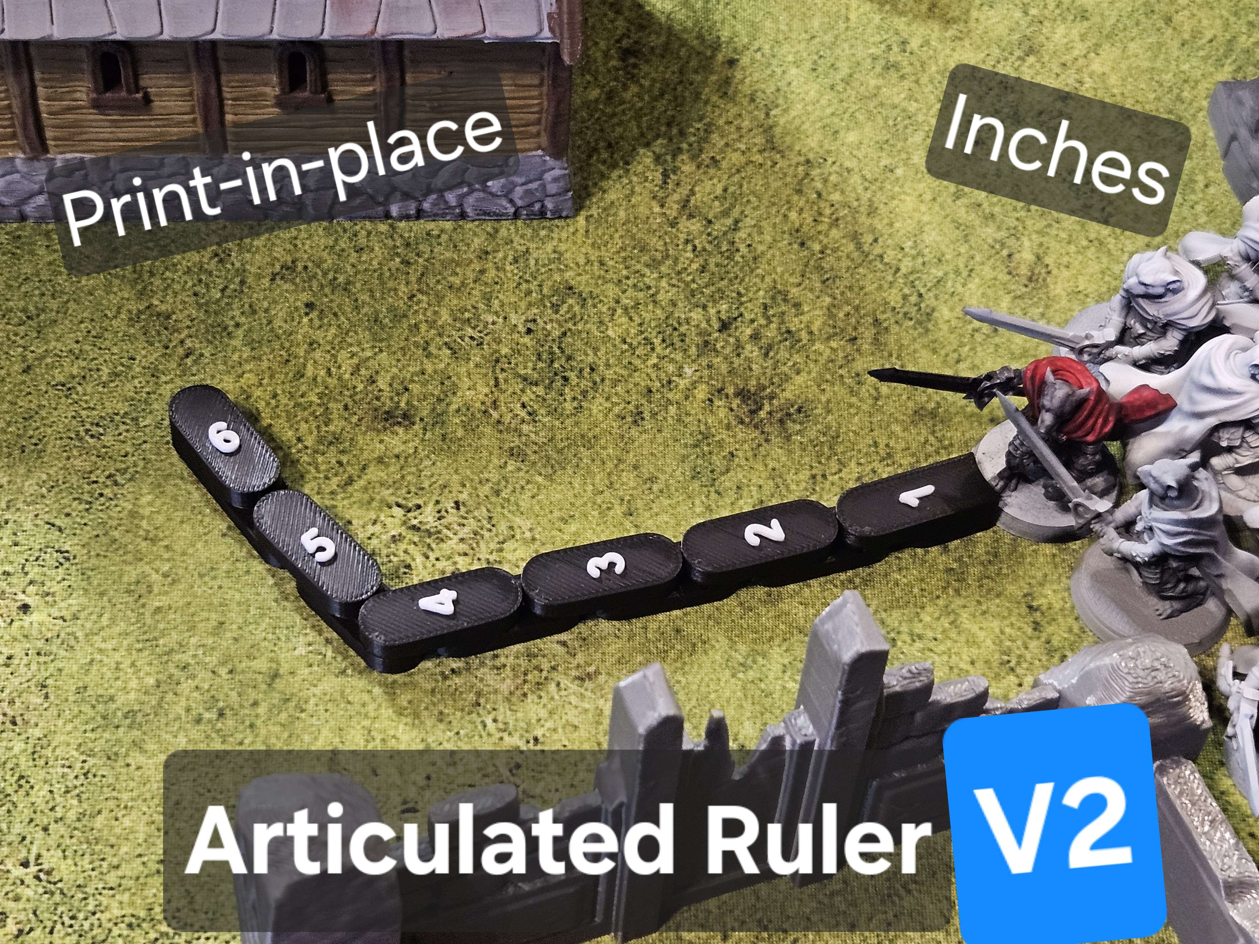 Articulated Print-in-Place Ruler - Inches