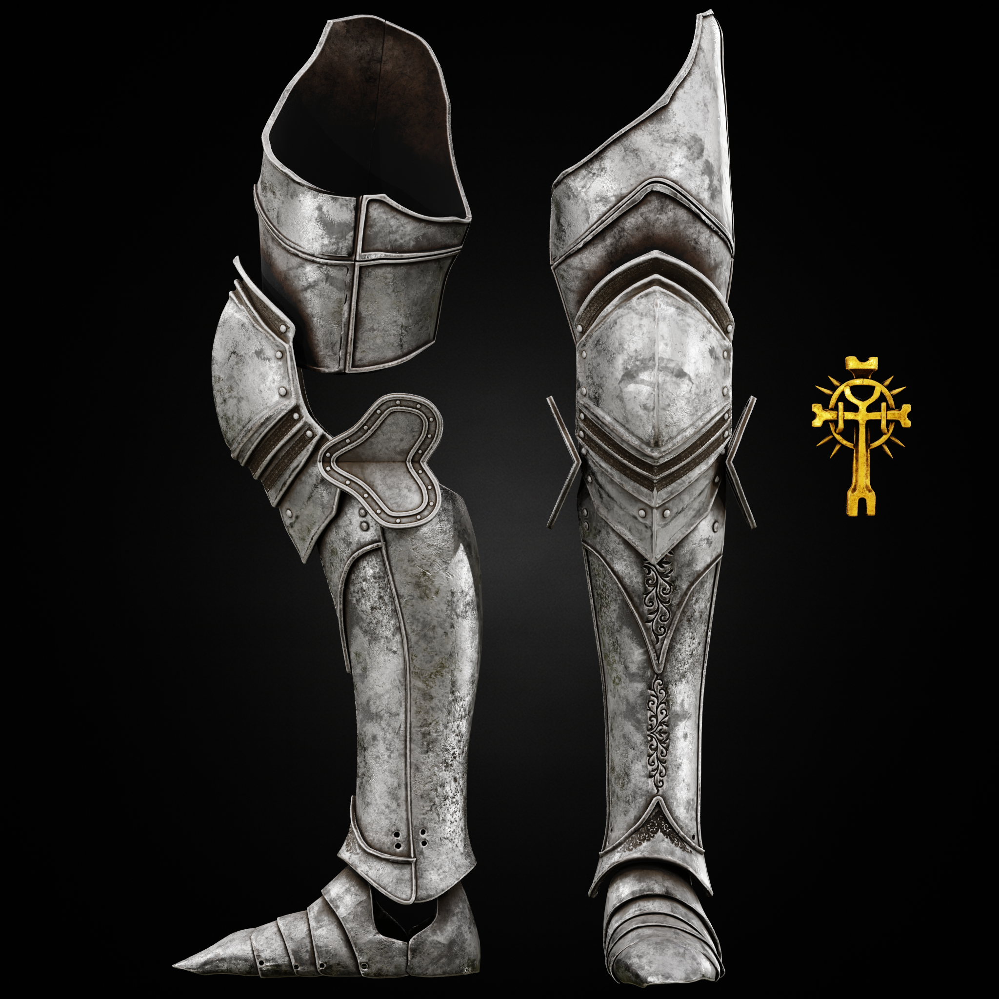 DARK CRUSADER LEG ARMOR SABATONS GREAVES POLEYNS CUISSES – LORDS OF THE FALLEN FAN ART STL