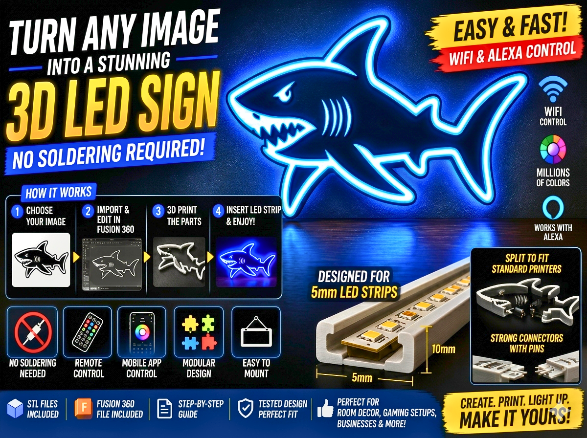 Turn Any Image into a 3D LED Sign  (No Soldering)
