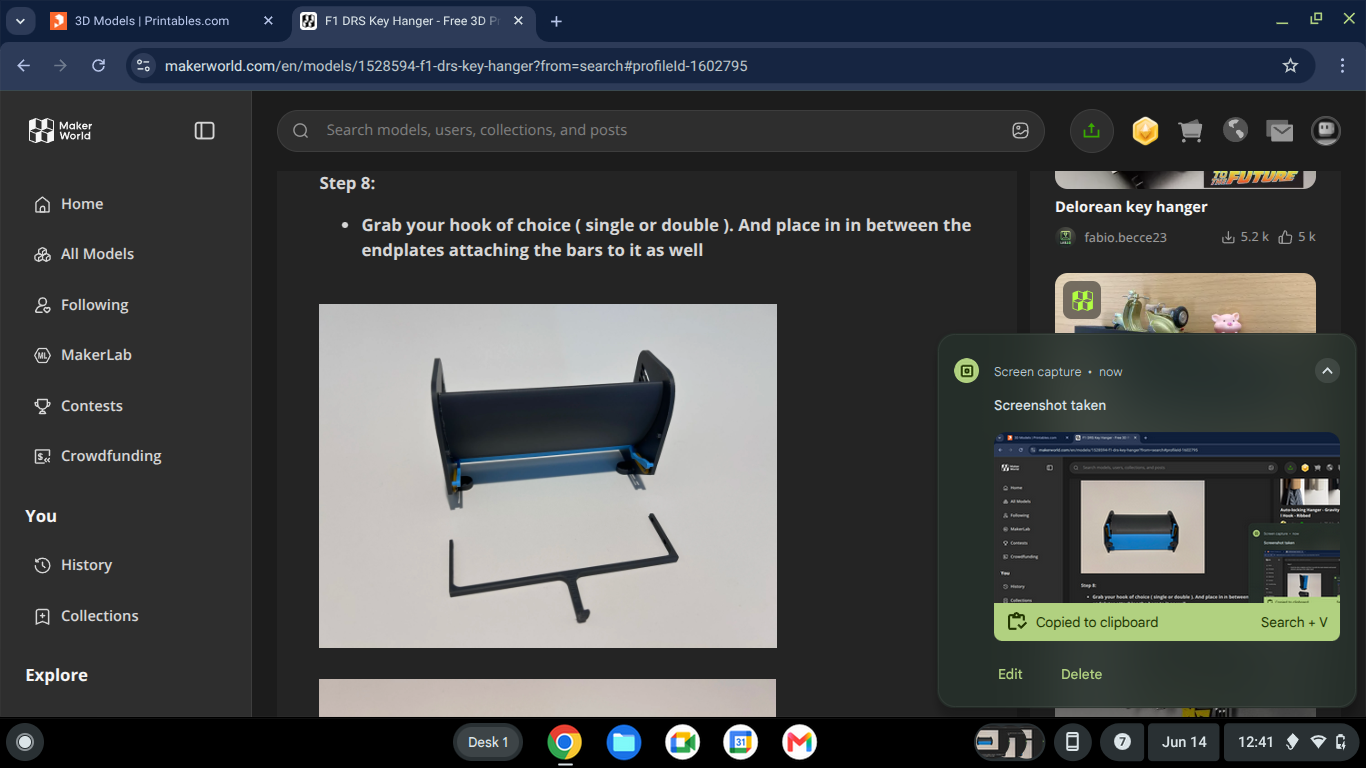Miniatura 5 do modelo 3D F1 DRS Key hanger