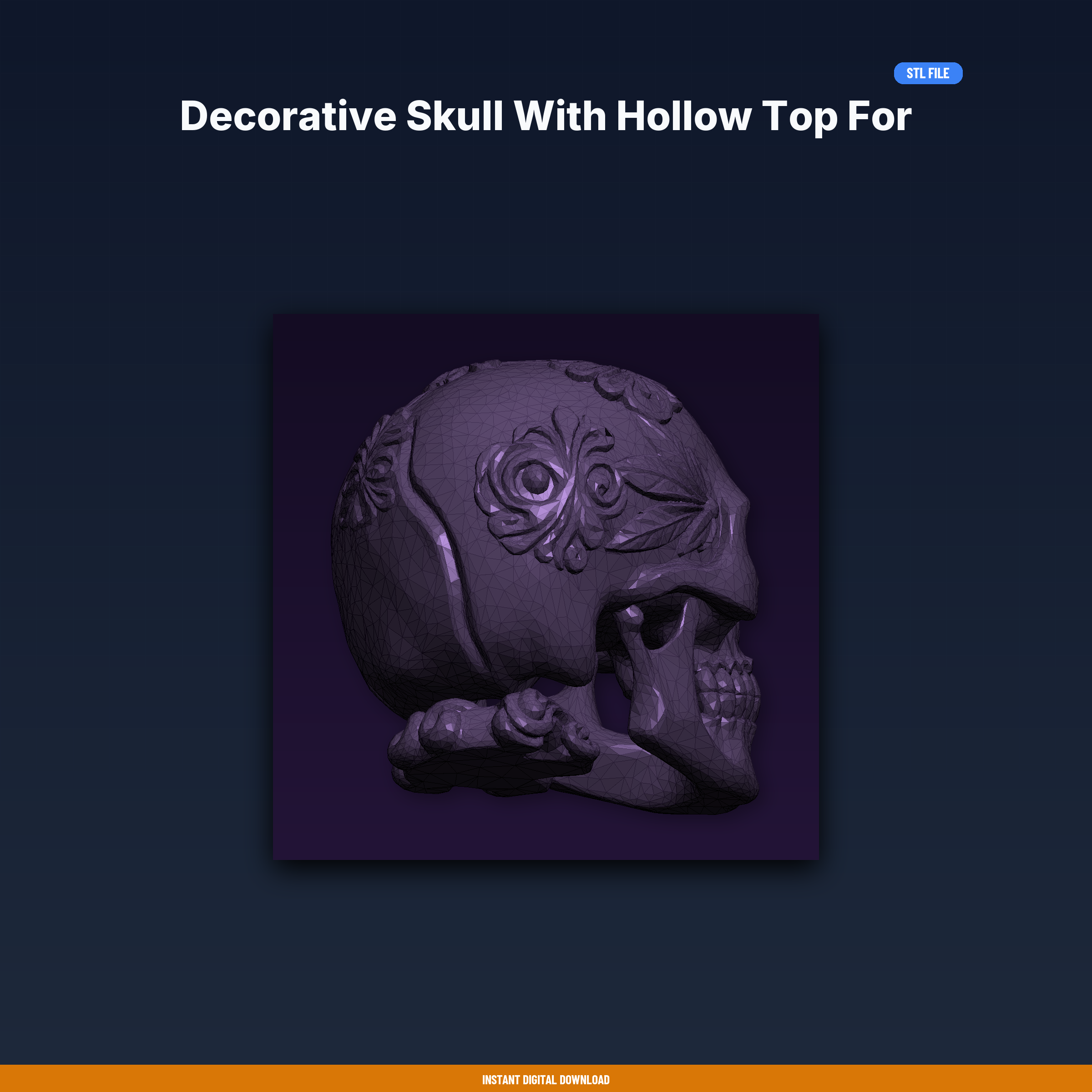 Decorative Skull With Hollow Top For Tealight Candle, Gothic Aesthetic - 3D Printable STL File