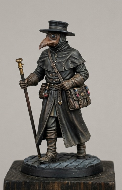 Medieval Plague Doctor Black Death Bubonic Figurine Statue Model