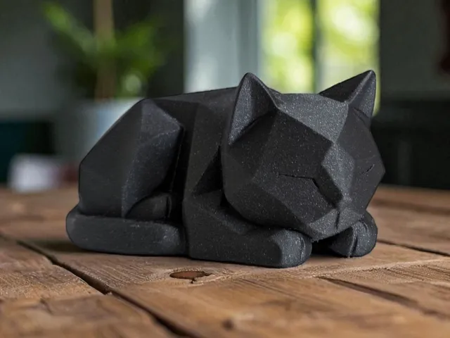 Cute Waiting Low Poly Kitten, Cat