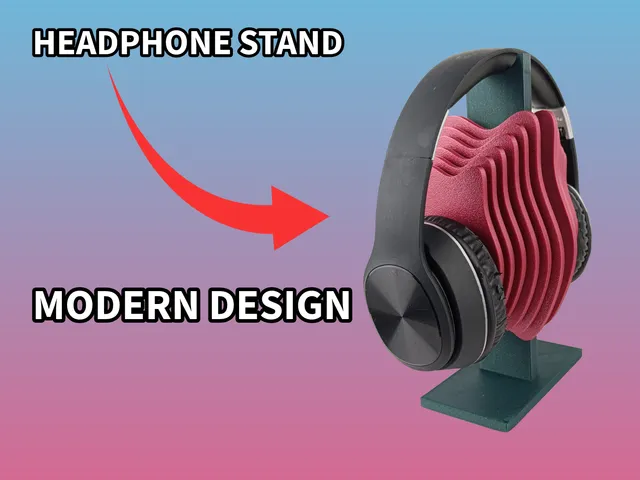 Modern Headphone Stand with Wavy Fin Design