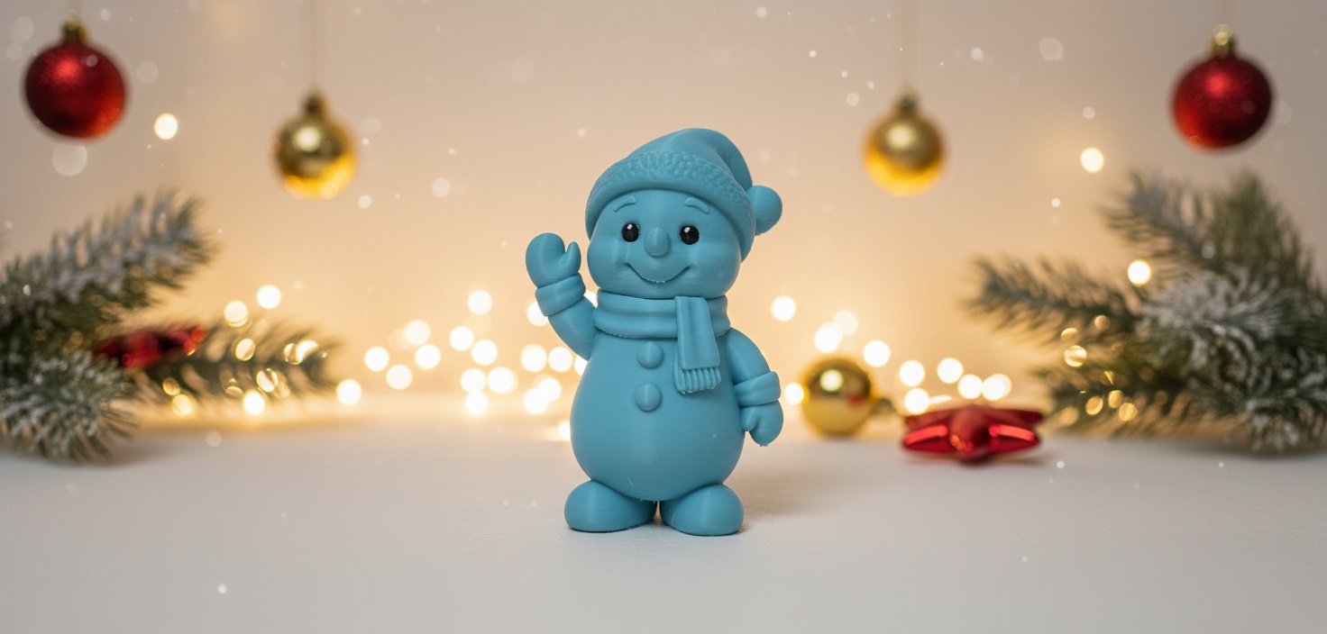 Waving Snowman with Hat and Scarf Christmas Figurine