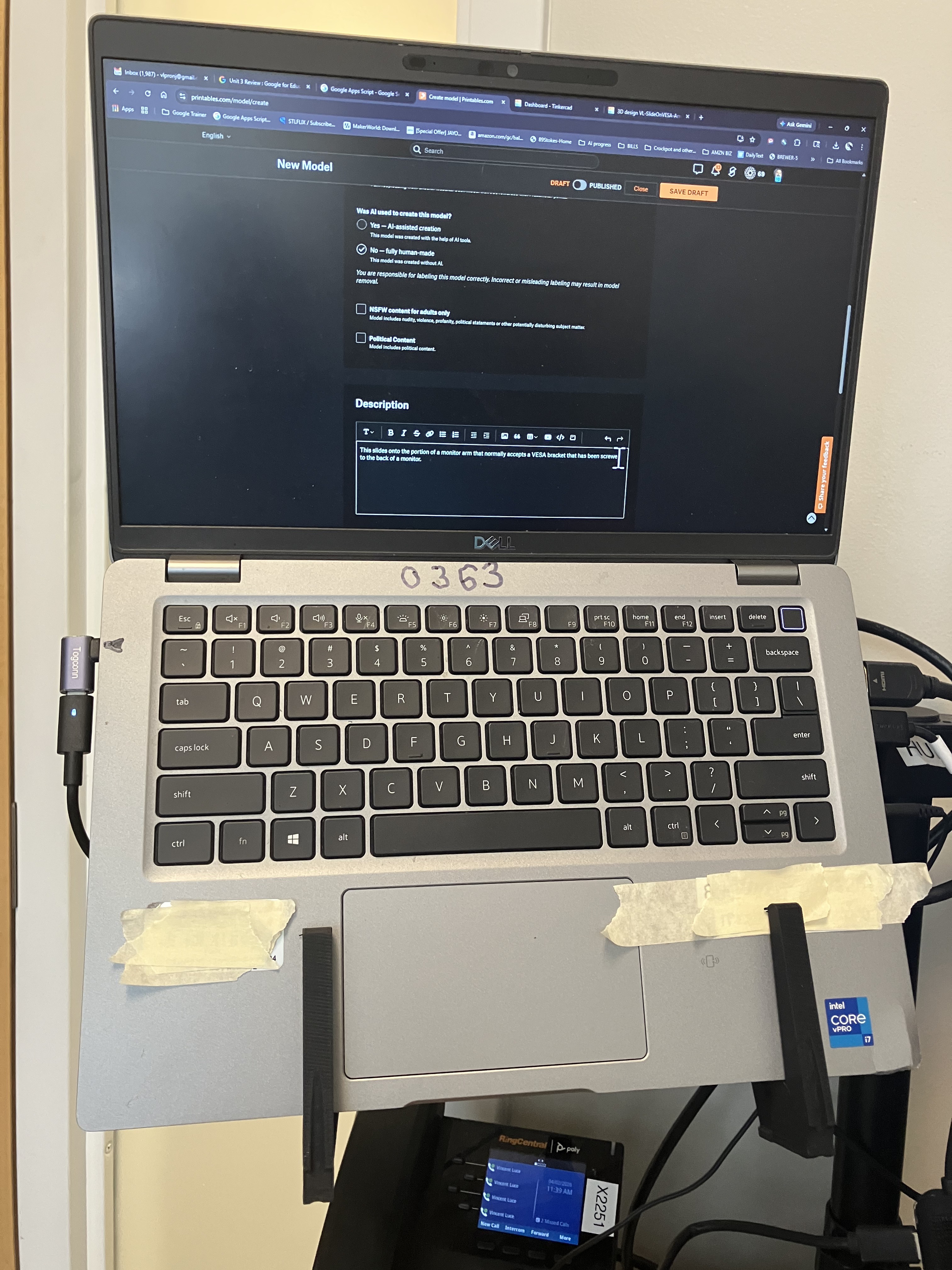 VESA Monitor Arm - Laptop Drop Mount 3D model