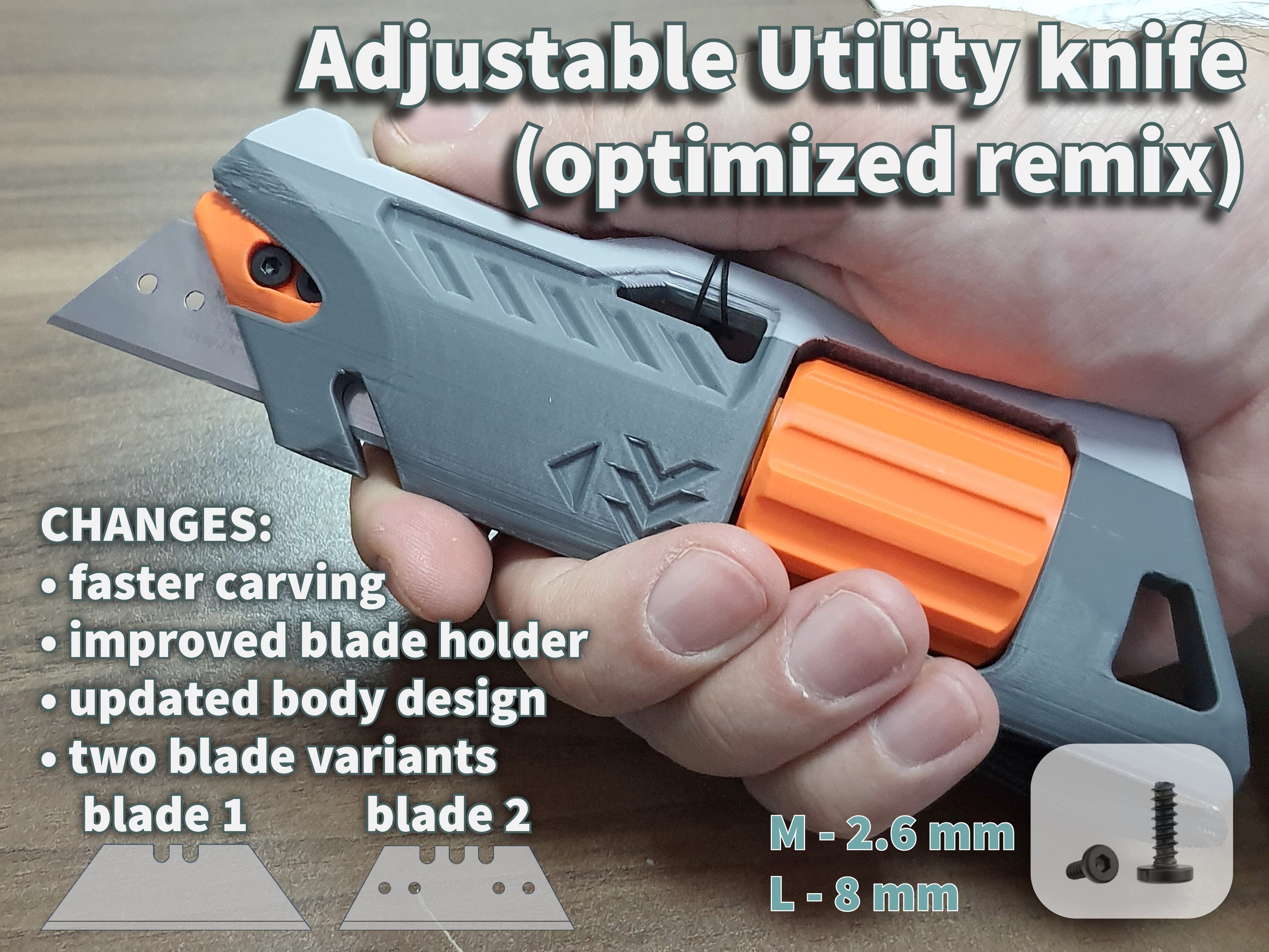 Adjustable Utility knife (optimized remix)
