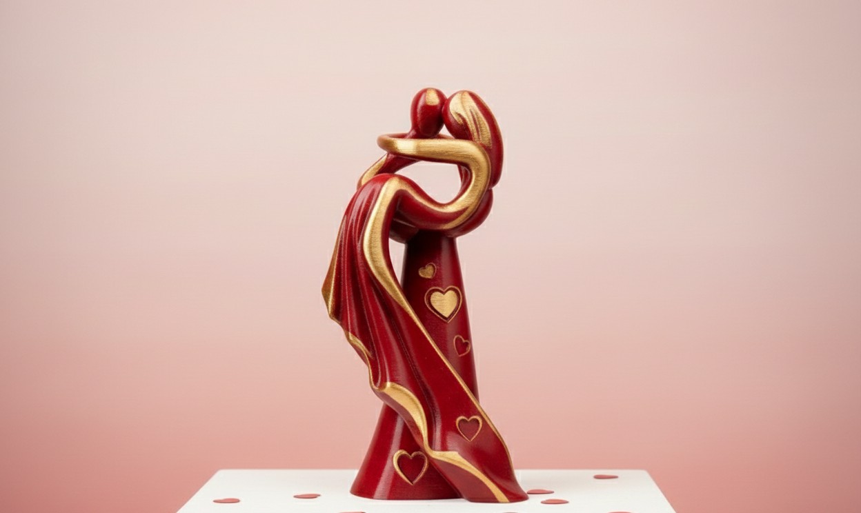 Stylized Dancing Couple with Hearts - Valentine's Decor