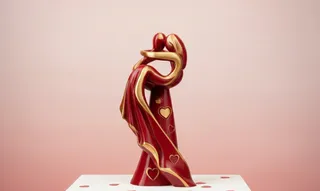 Stylized Dancing Couple with Hearts - Valentine's Decor