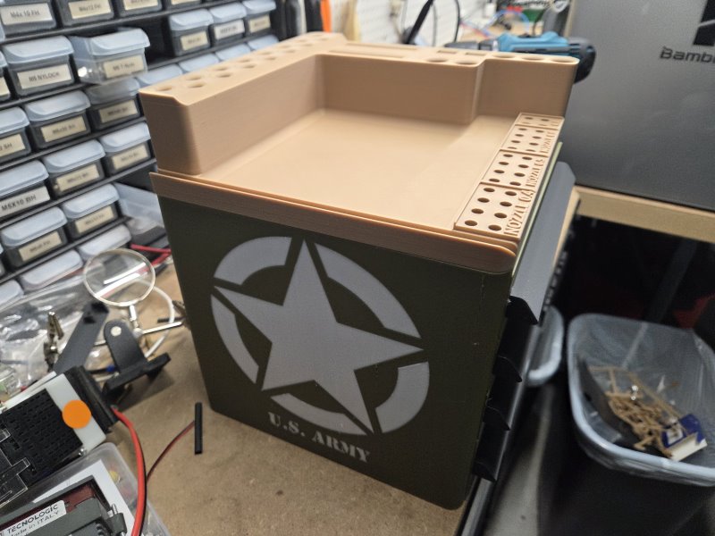 3D Printer Spare Parts Storage Cabinet Gen 1.0- U.S. Army (Old School) Theme