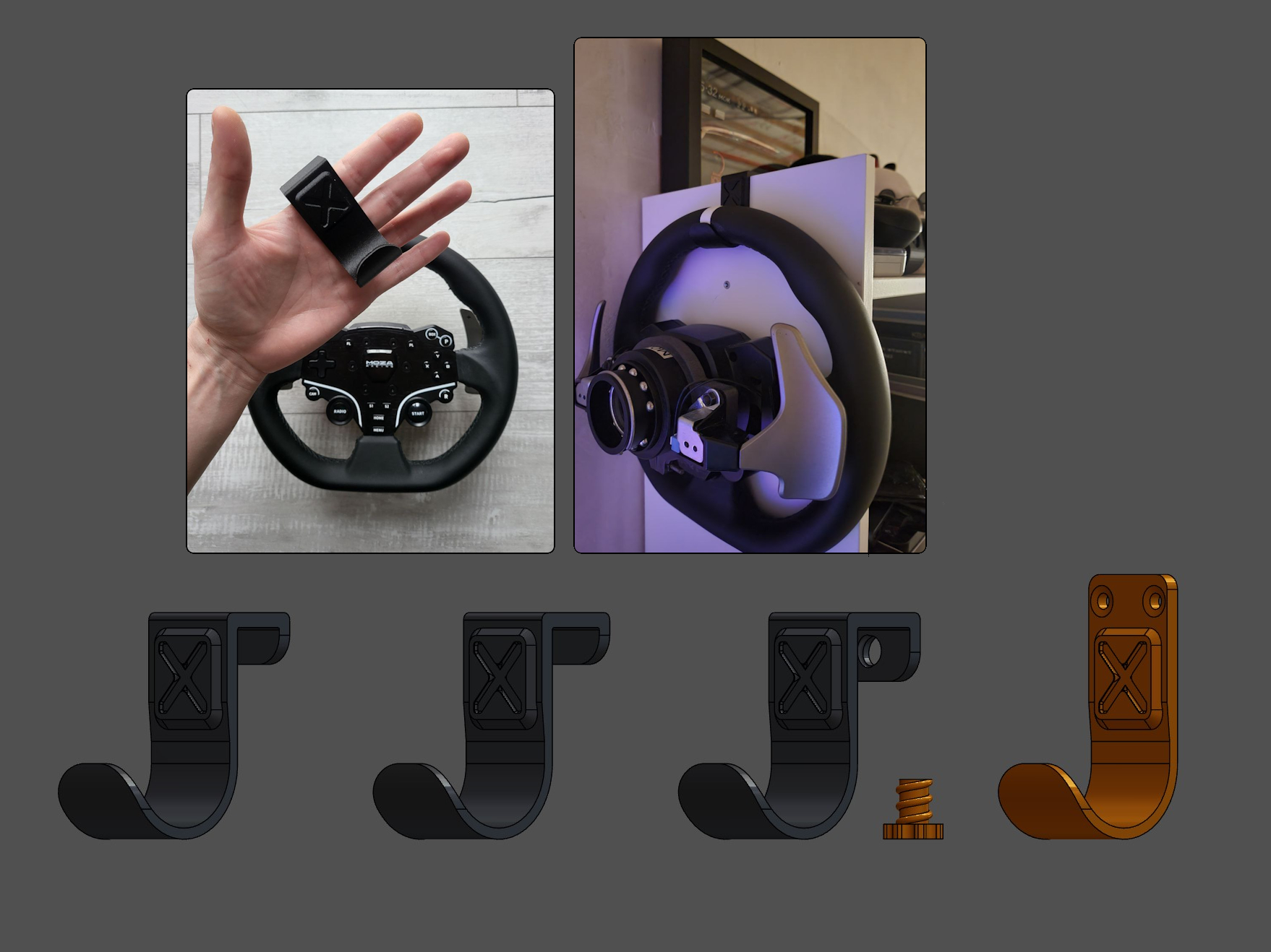 Steering wheel hook set
