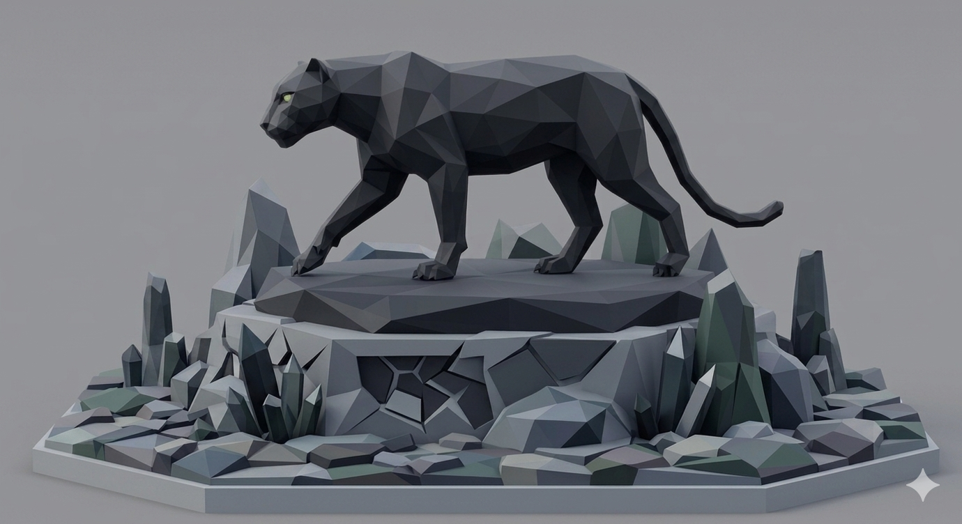 Low-Poly Black Panther (With or Without a Base)