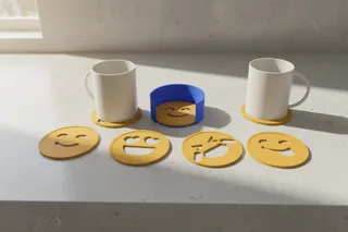 Emoji Coaster Set + Holder