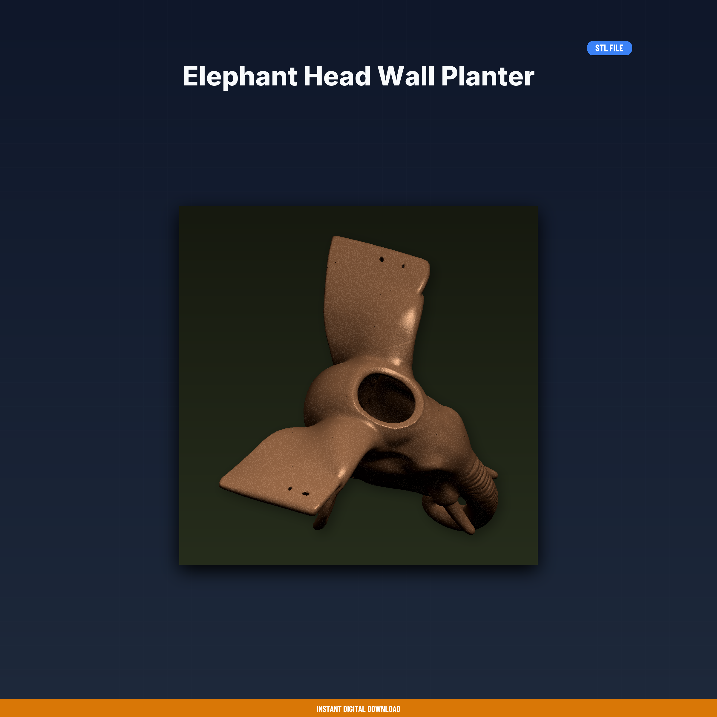 Elephant Head Wall Planter - 3D Printable STL File