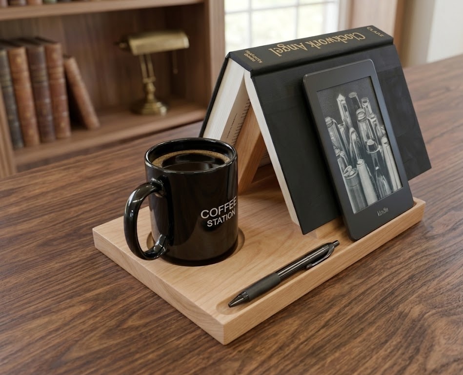 The Reader's Companion - All-in-One Book Rest & Coffee Station