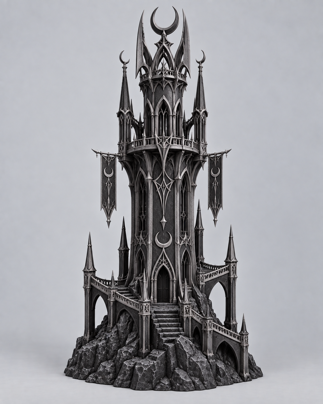 Moonveil Watchtower, Dark Elf Guard Tower | 32mm & 75mm Fantasy Terrain | FDM & Resin
