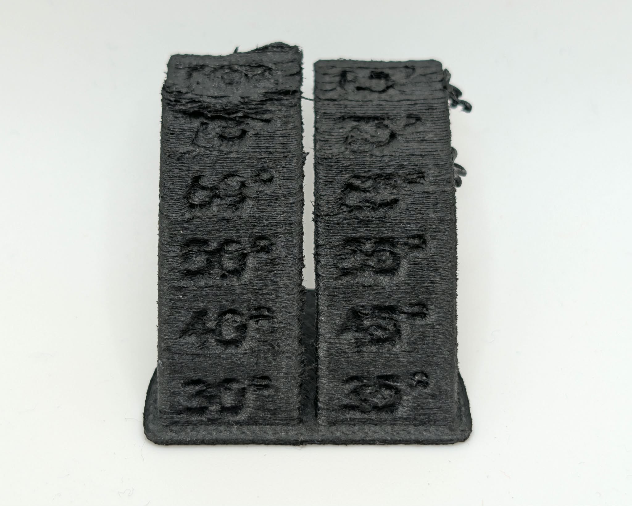 30° to 85° in 5° steps overhang test