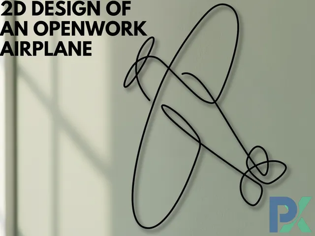 2D design of an openwork airplane