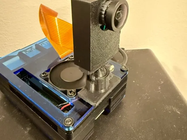 Raspberry Pi Articulating Camera Mount w/ No Glue, Clips Into the Unused DSI Slot