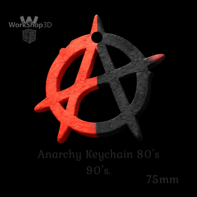 Brelok z motywem anarchii z lat 80. i 90. z archiwów WorkShop3D.