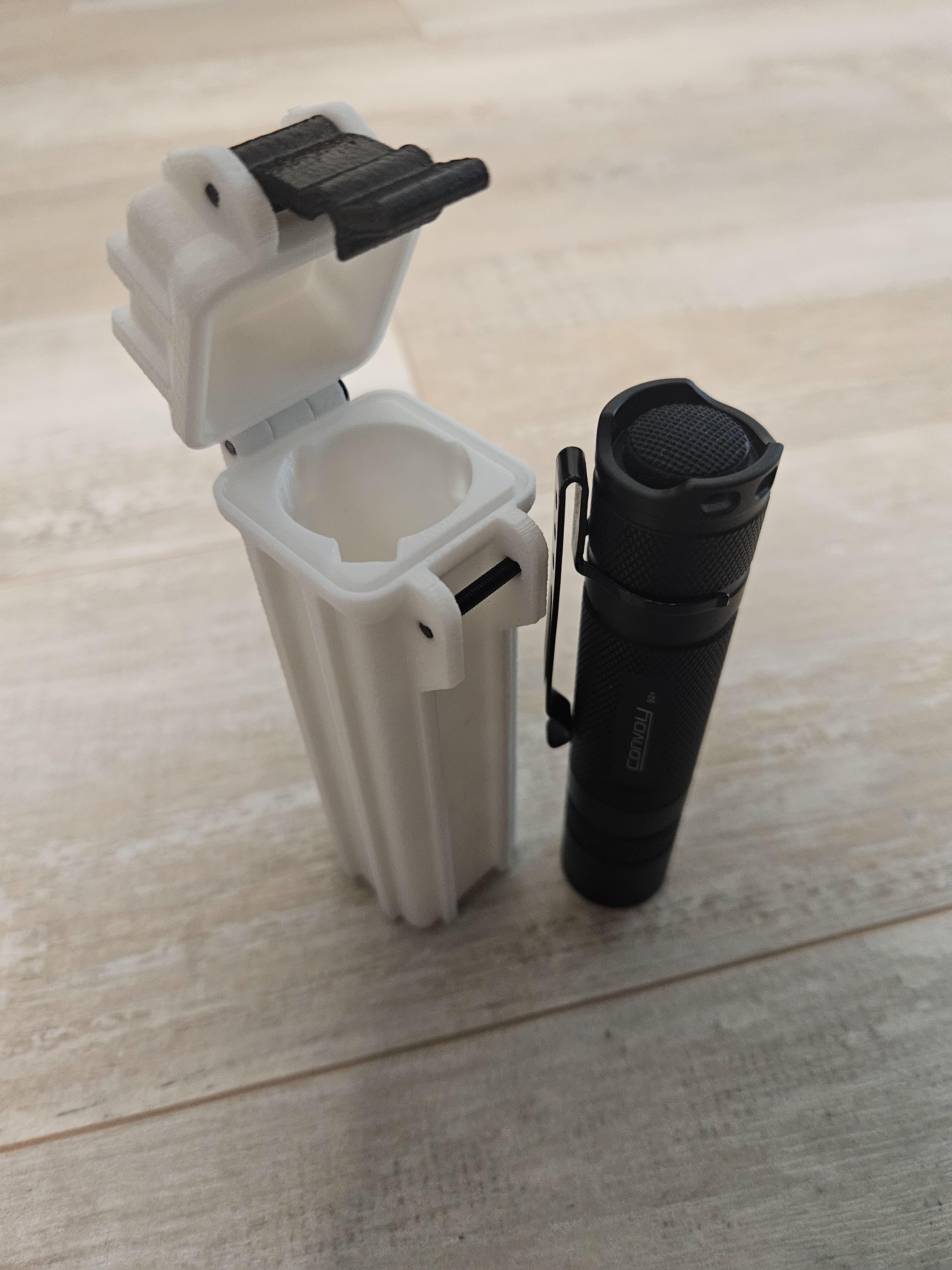 Convoy S2+ Rugged Box vertical with pocket clip