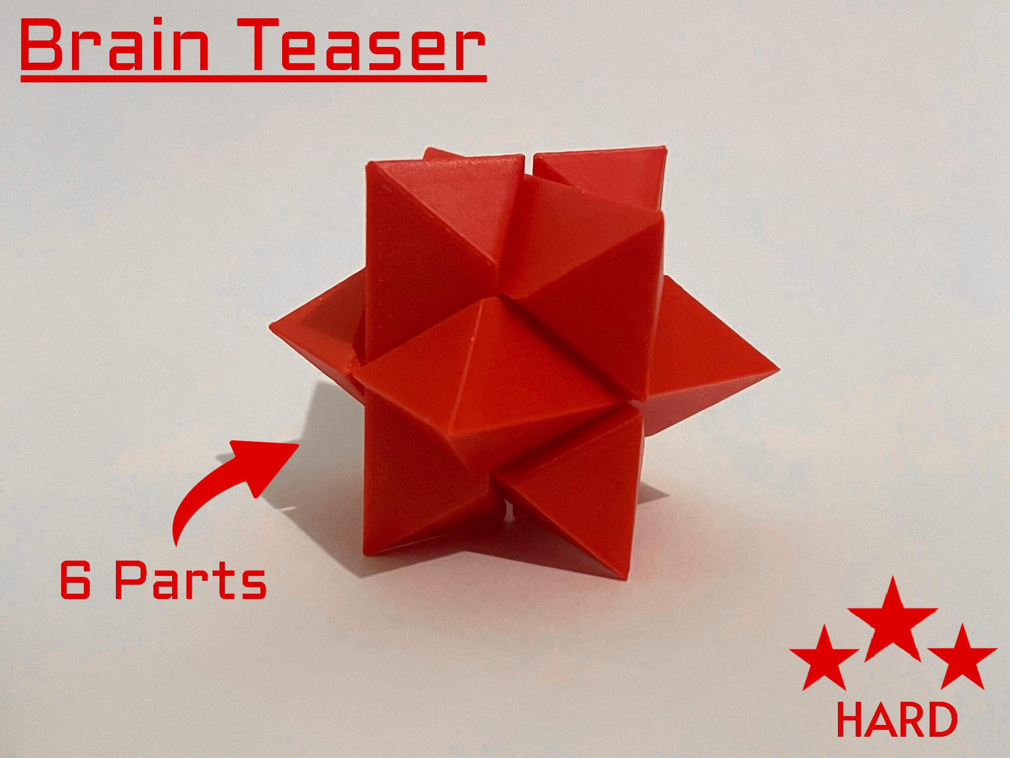 Six-Piece Interlocking Puzzle - Hard Difficulty