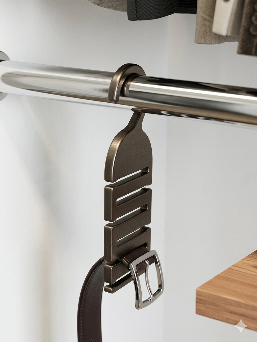 Minimalist Luxury Wood Belt Hanger - Space Saving Closet Organizer 3D model