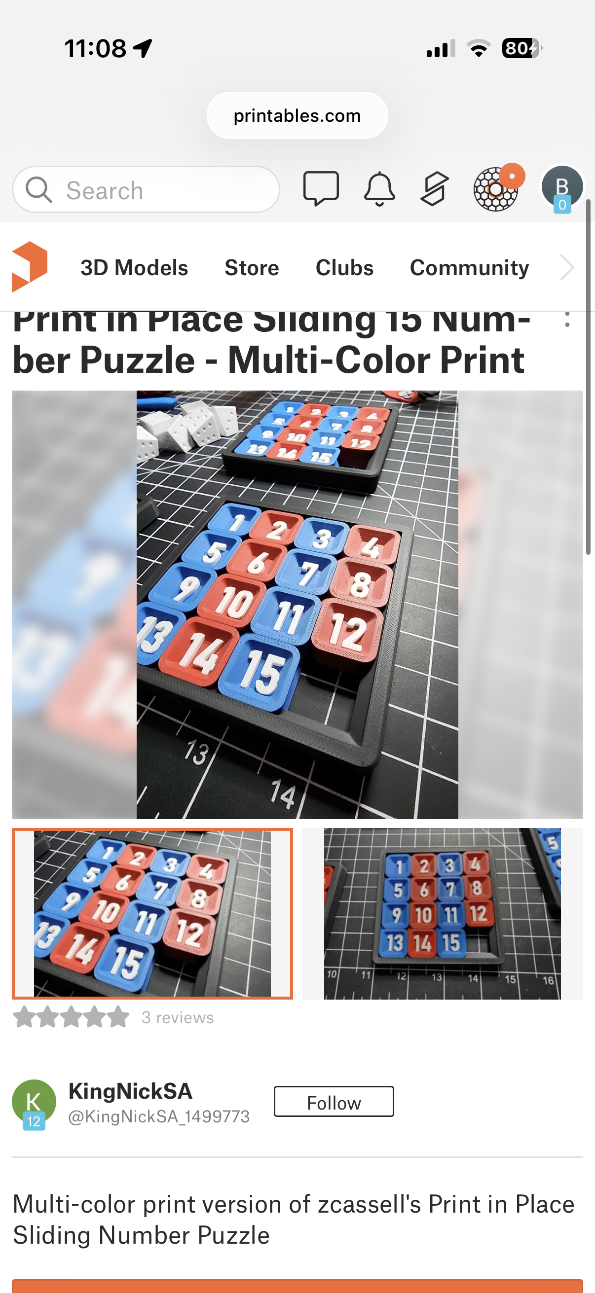 Slider number puzzle