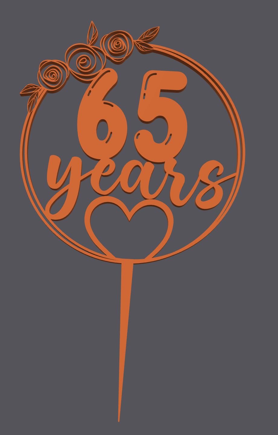 Topper para pastel – Corazón con 65 años | Cake Topper – Heart with 65 Years | 3D Print