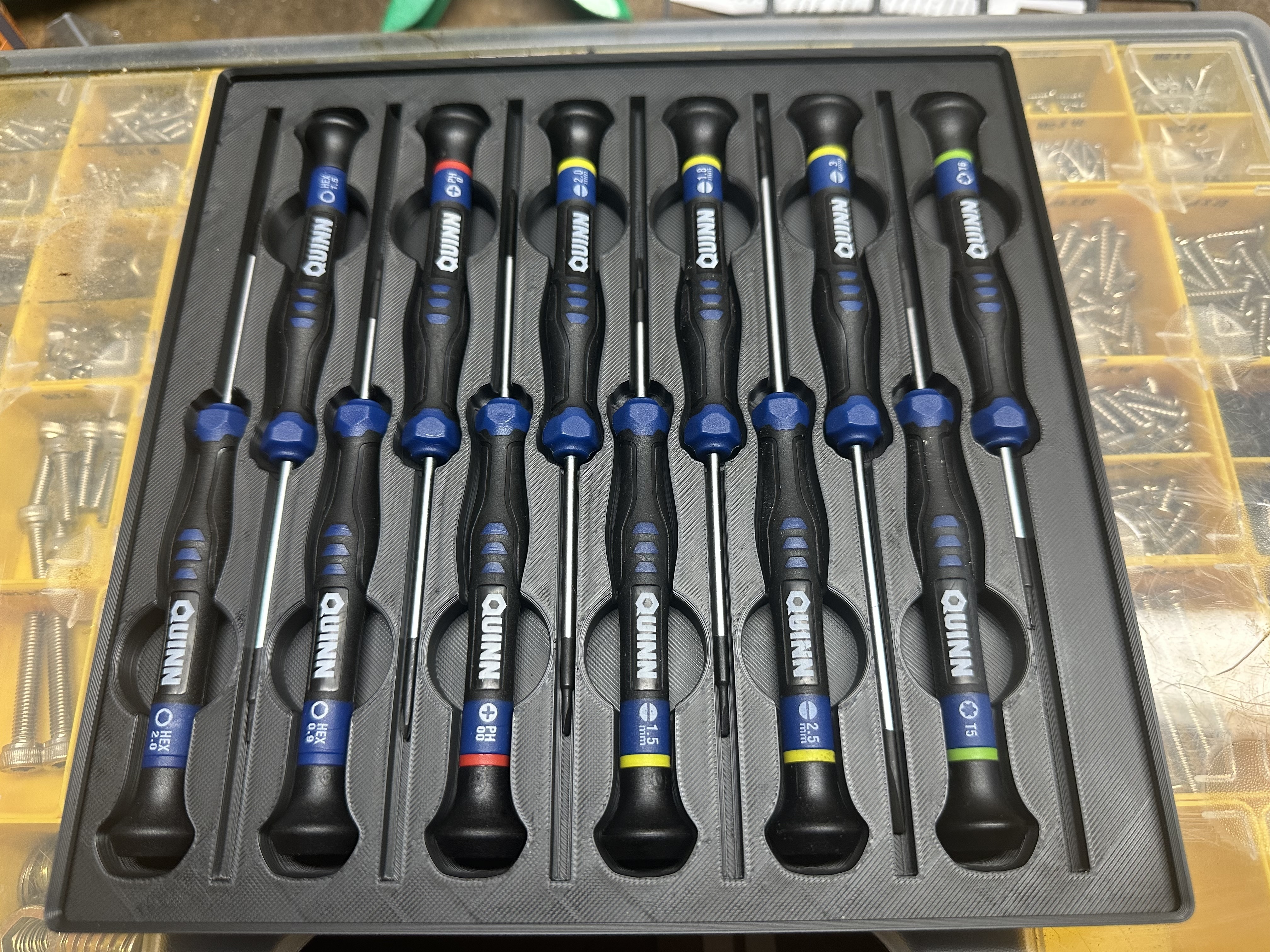 Quinn 12pc Precision Screwdriver Set Gridfinity Bin
