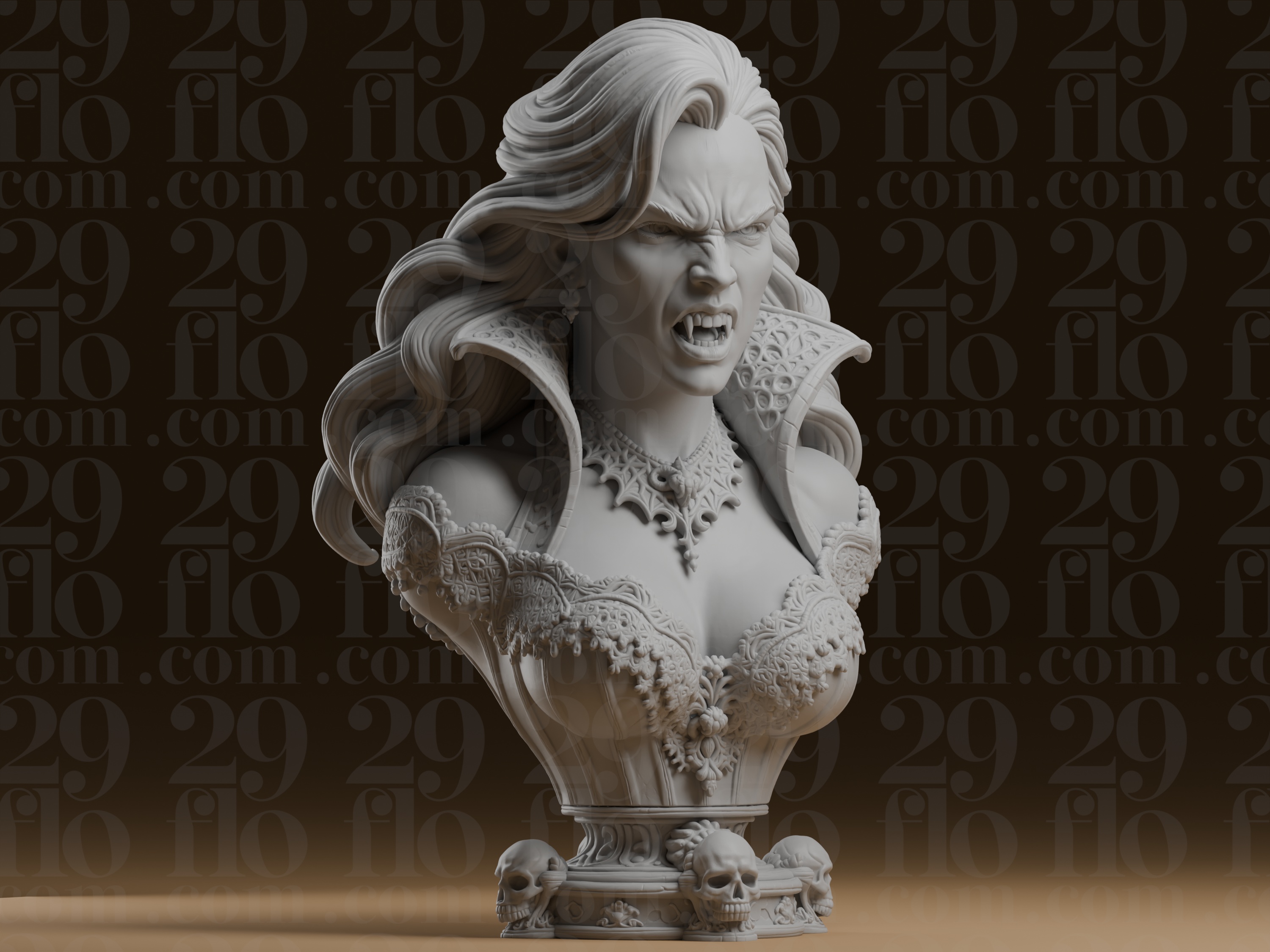 #324 Female Vampire Bust Gothic Horror Statue