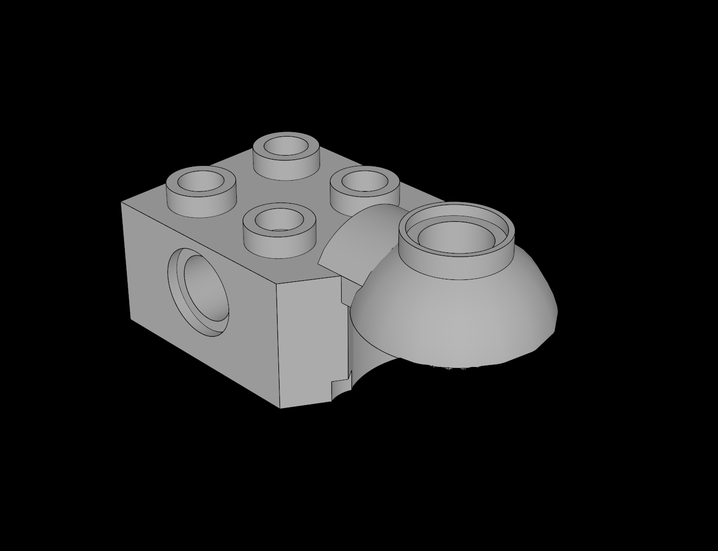 Lego Compatible (48170.dat) Technic Brick 2 x 2 with Hole, Half Rotation Joint Ball Horiz
