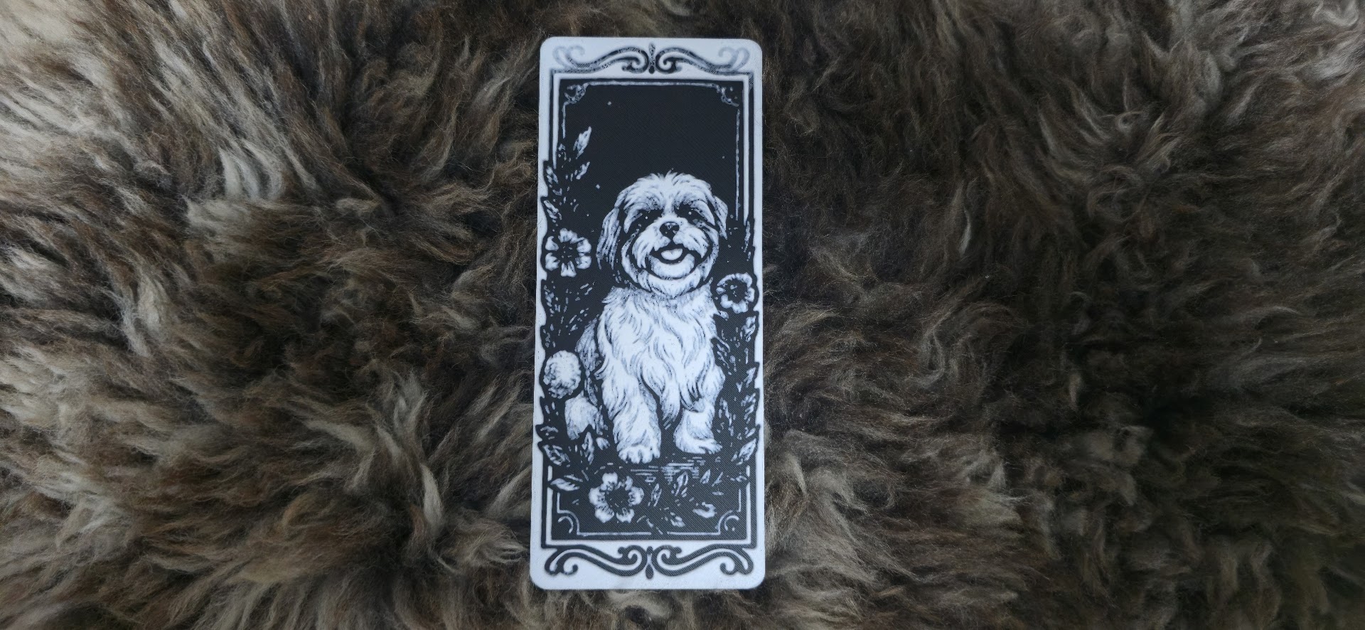 Happy Shih Tzu Dog Floral Portrait Bookmark