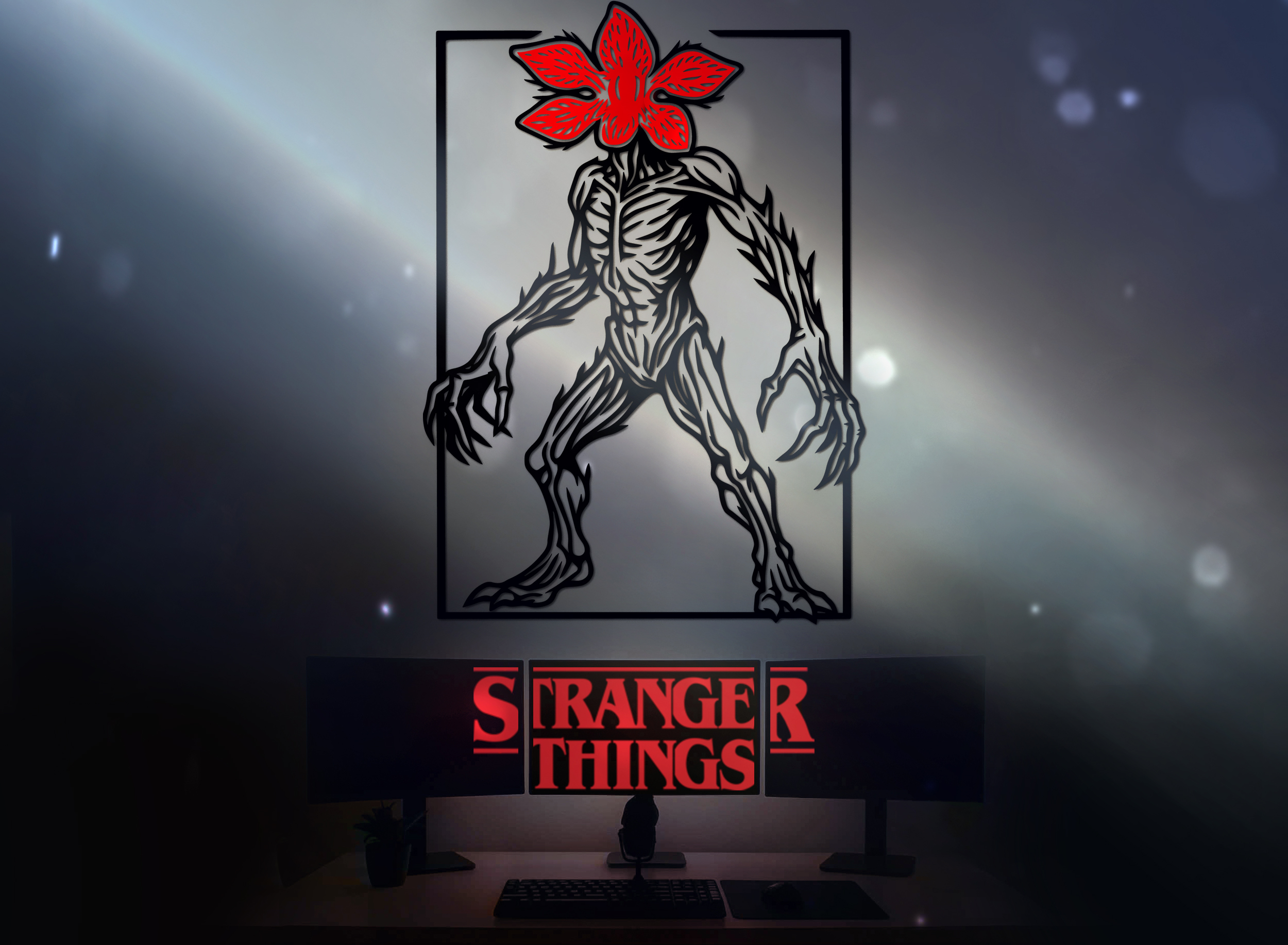 Stranger Things Demogorgon Line Art w/ Stand