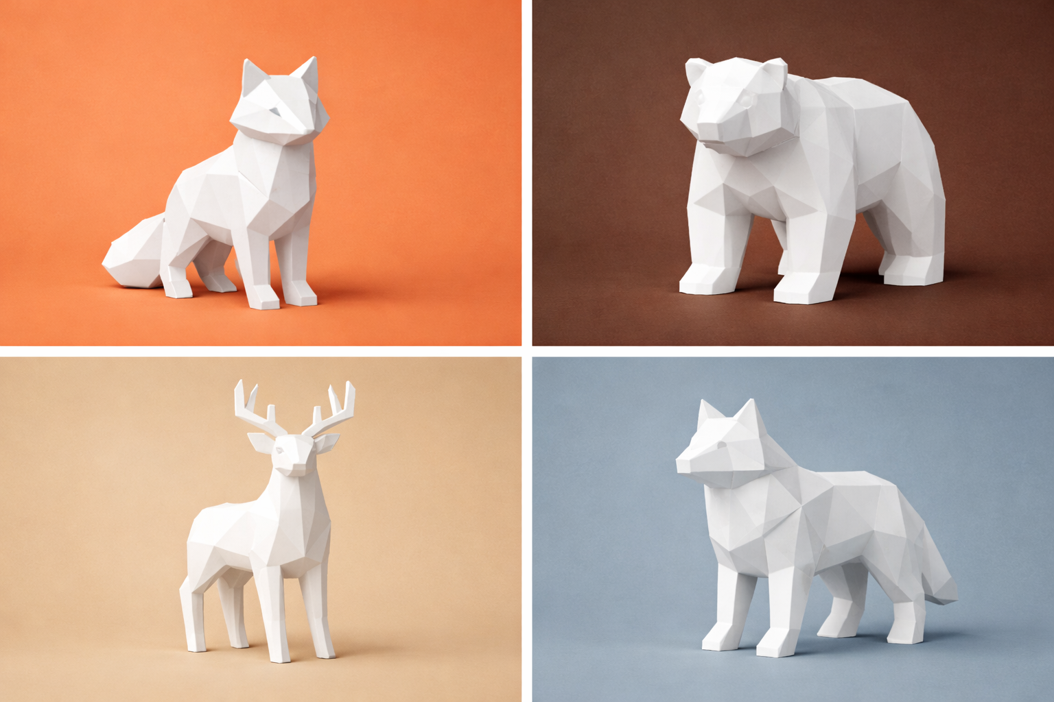 Abstract Minimal Animals – Forest Set (Low Poly, 4 Models) — miniatura 2