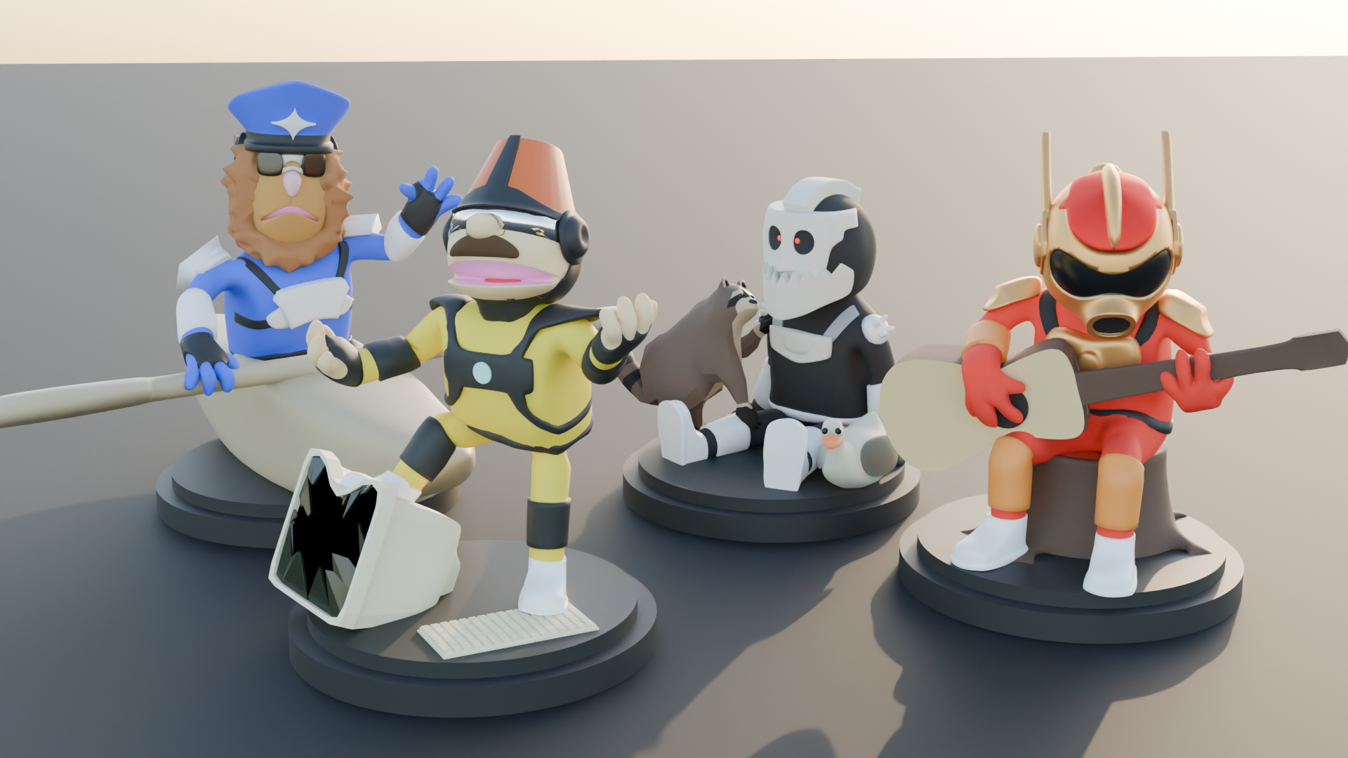 Dr.Sung, Haave Hogan, Lord Phobos, and Commander Meowch Puppet Figures