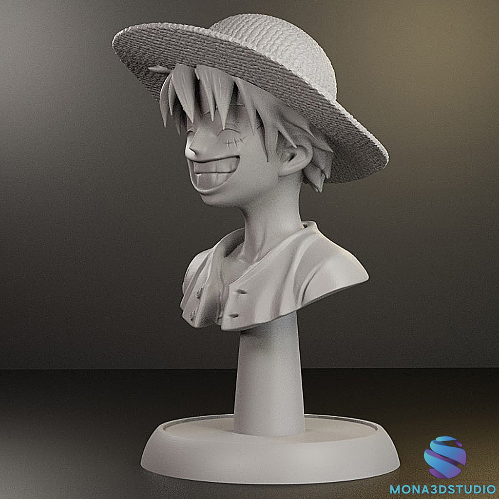 Monkey D. Luffy Bust One Piece Straw Hat STL 3D Print Figure Statue — miniatura 11