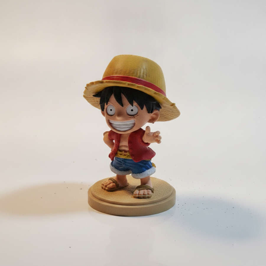 Chibi Luffy Putting On The Straw Hat With Determination Figurine 3D Printable