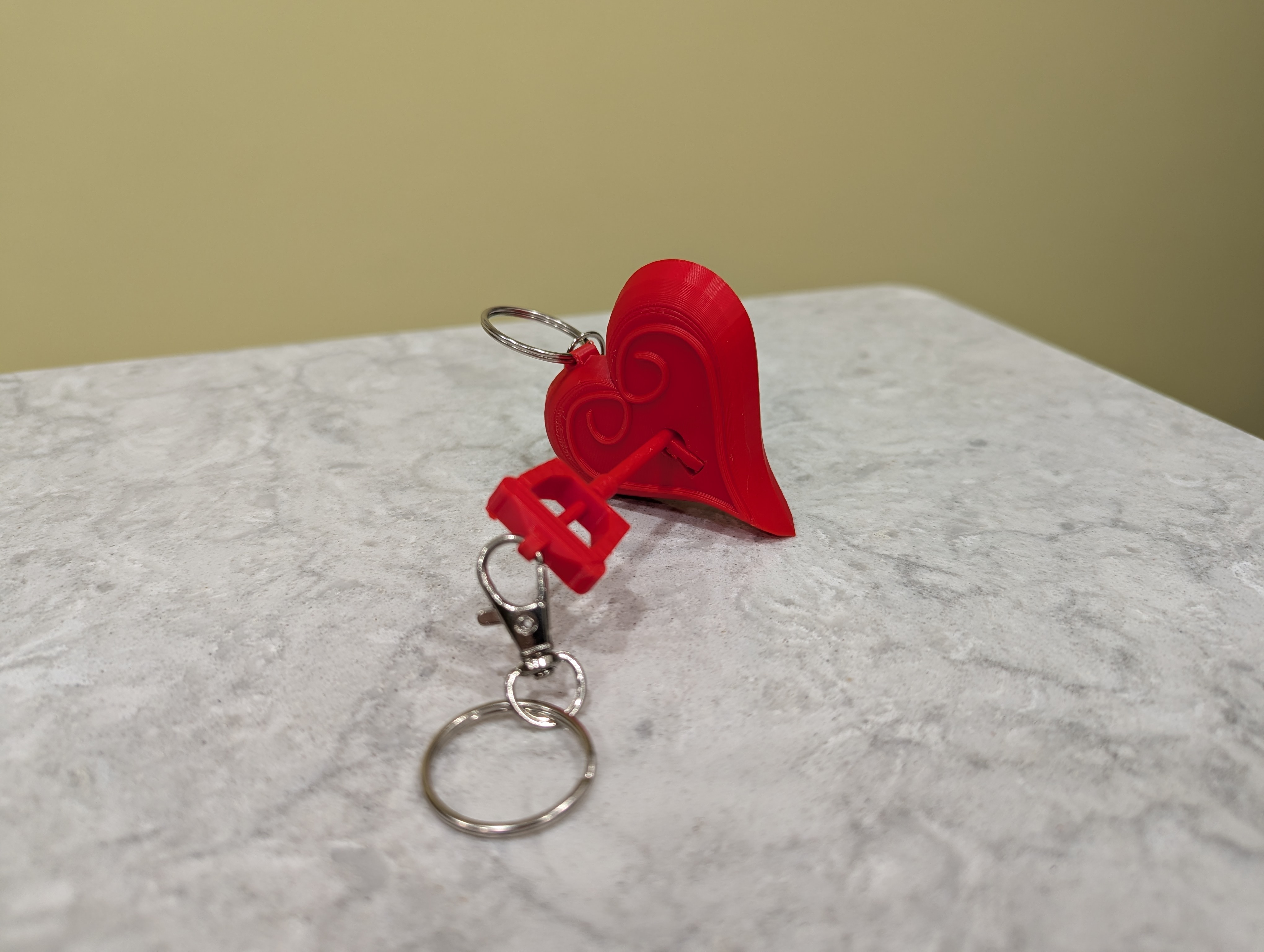 Valentine heart and key chains
