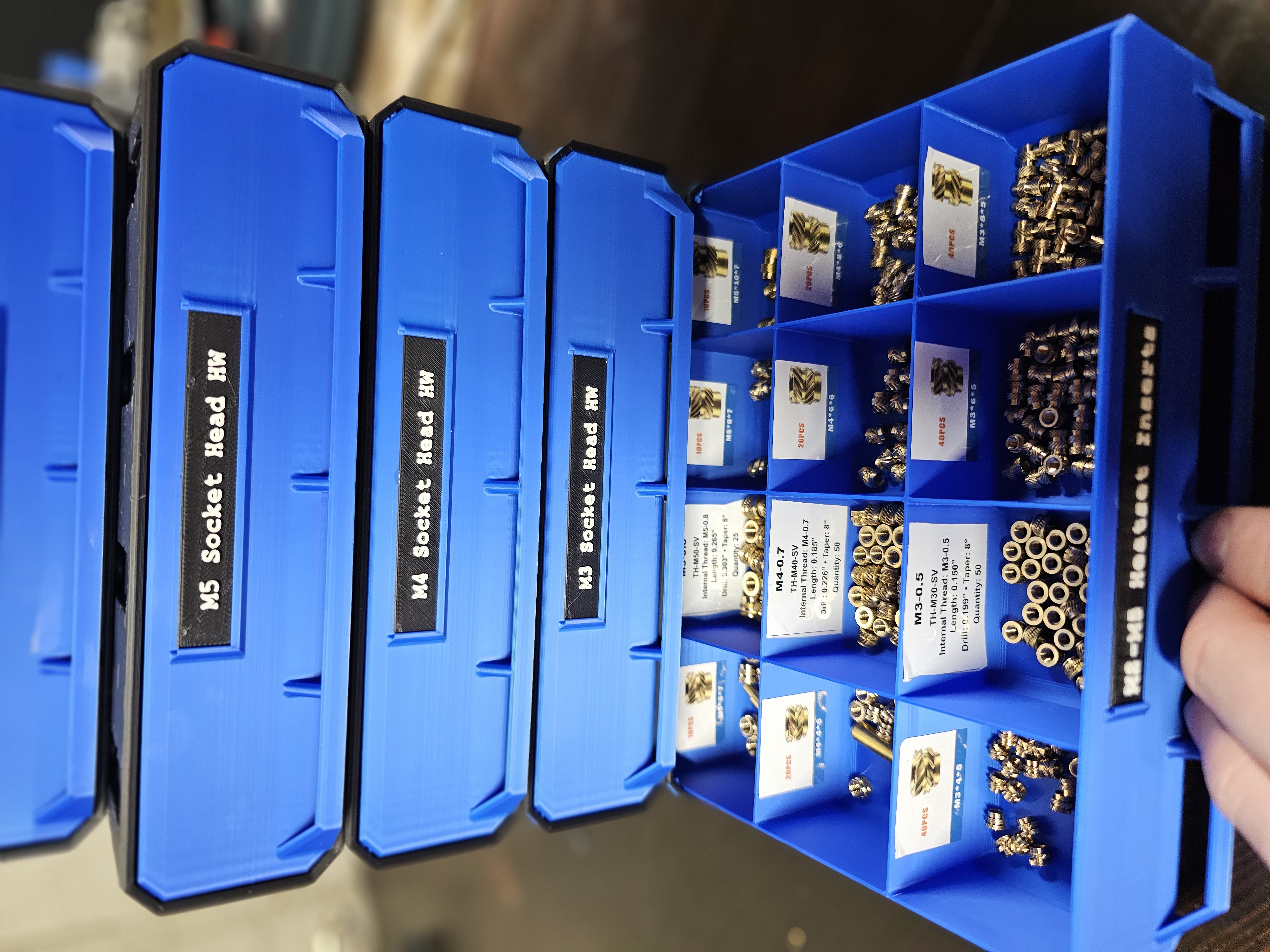 Multibin Screws and heatset inserts storage drawers