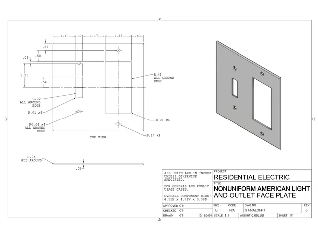 Non-uniform American Light and Outlet Face Plate