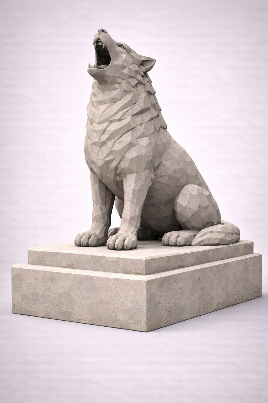 Howling Wolf Statue Low Poly