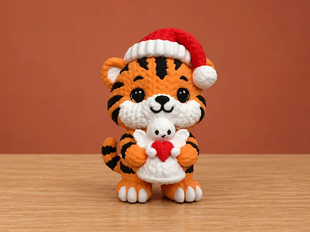 Knitted Christmas Tiger Angel Hugger