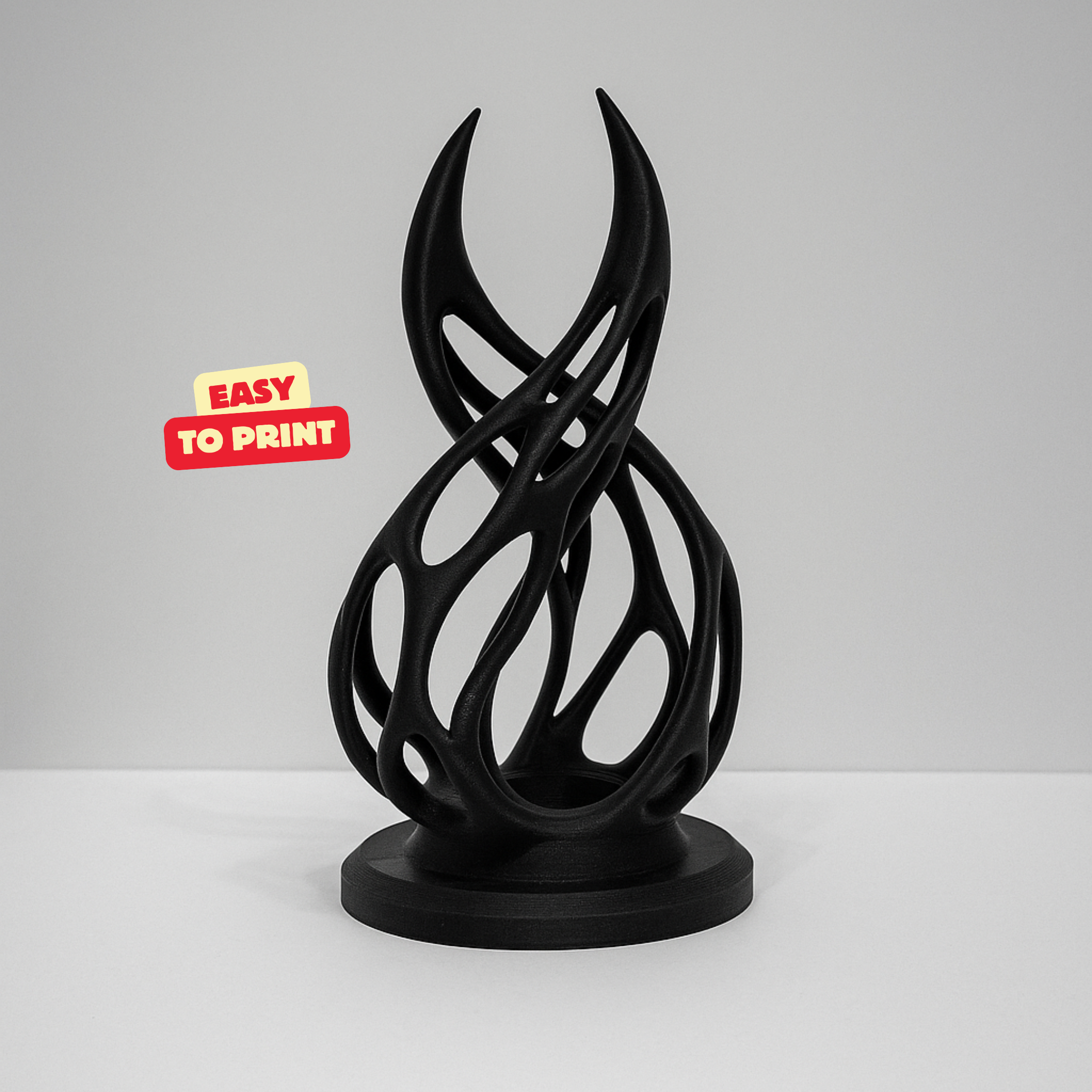 ABSTRACT FLAME TEALIGHT (VORONOI) / ABSTRACT FIRE SCULPTURE / HOMEDECOR / GOTHIC — miniatura 4