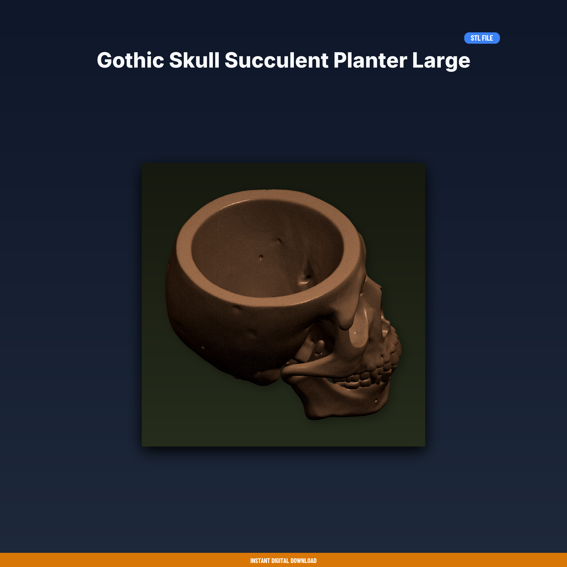 Gothic Skull Succulent Planter Large - 3D Printable STL File