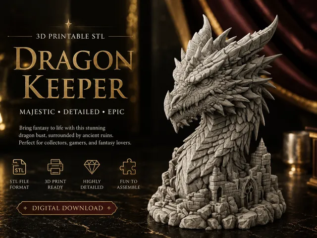 Dragon Keeper Bust with Ancient Castle Ruins