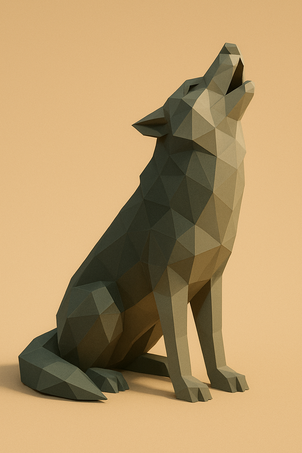 Low poly wolf howling